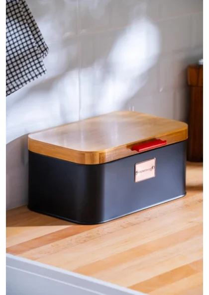 Bambu Kapaklı Ekmek Saklama Kutusu 30 Cm